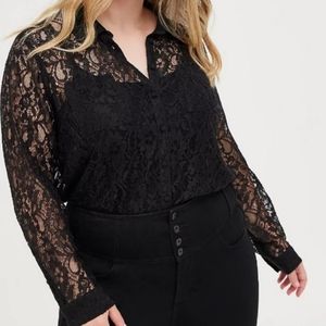 Torrid Madison Lace Buttom-Up Long Sleeve Shirt